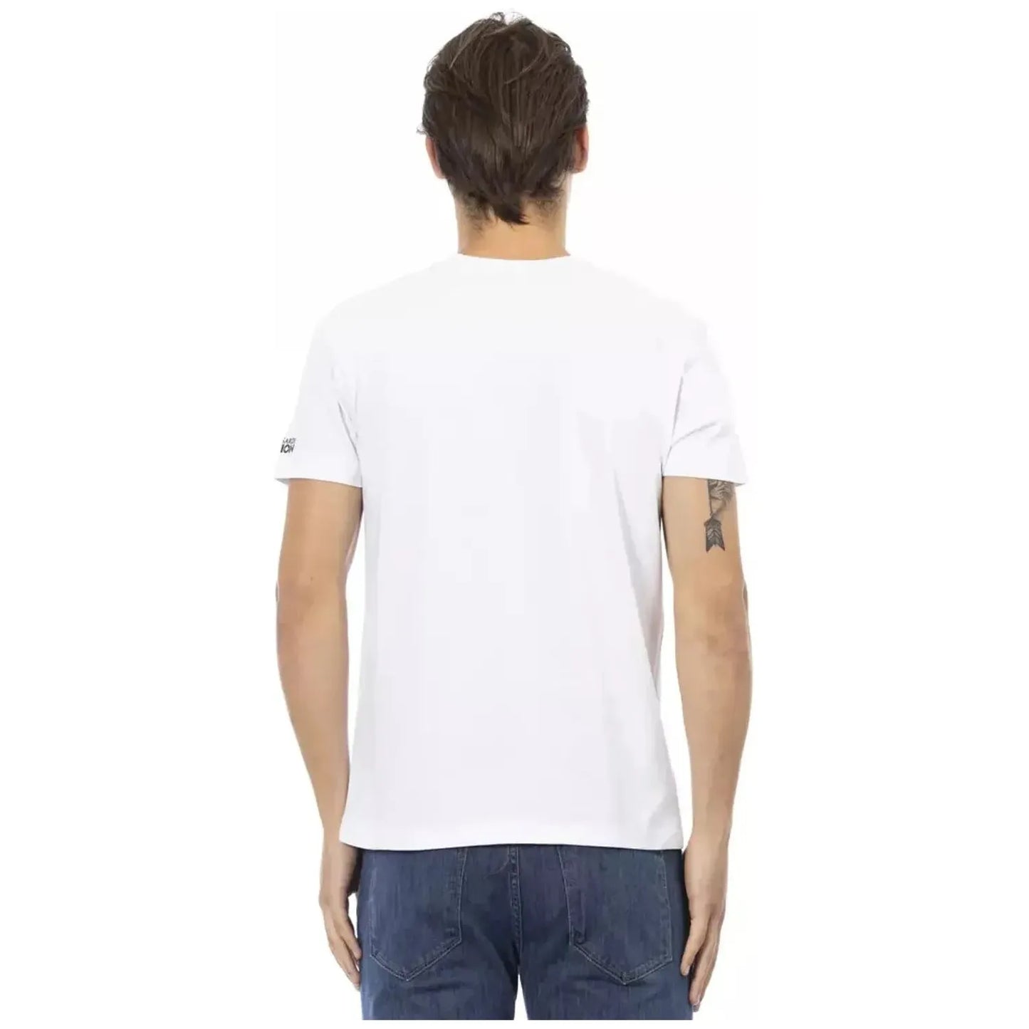 Trussardi Action Elegant V-Neck Tee with Chic Front Print white-cotton-t-shirt-68