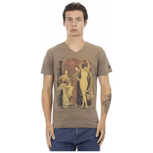 Trussardi Action Elegant V-Neck Tee with Chic Front Print brown-cotton-t-shirt-1 product-22876-1948035578-26-bea360a4-677.webp