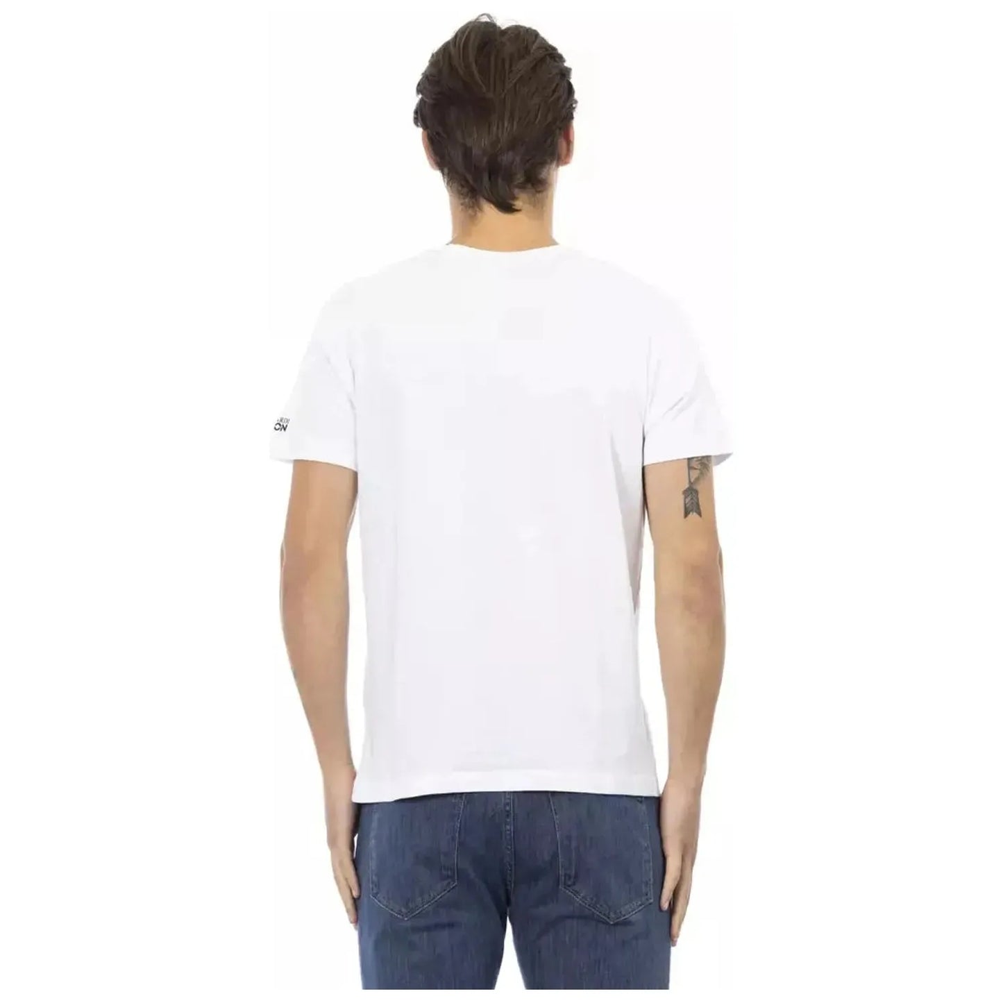 Trussardi Action Sleek V-Neck Tee with Artistic Front Print white-cotton-t-shirt-63