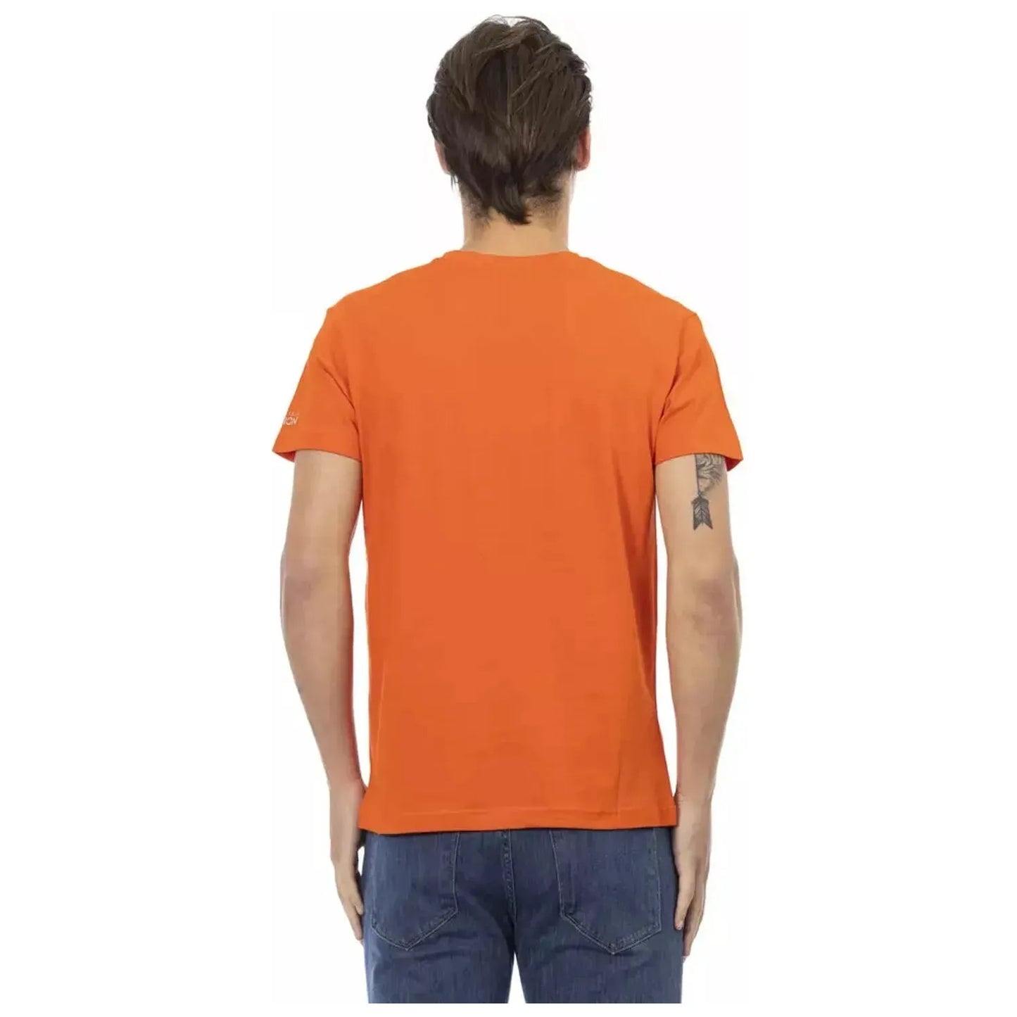 Trussardi Action Orange V-Neck Tee with Graphic Charm orange-cotton-t-shirt-6