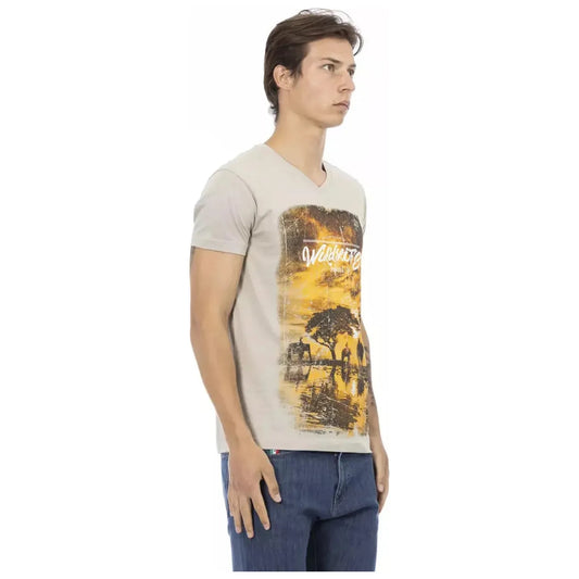 Trussardi Action Beige V-Neck Tee with Elegant Front Print beige-cotton-t-shirt-5 product-22891-1904827051-18-89714ba8-f67.webp