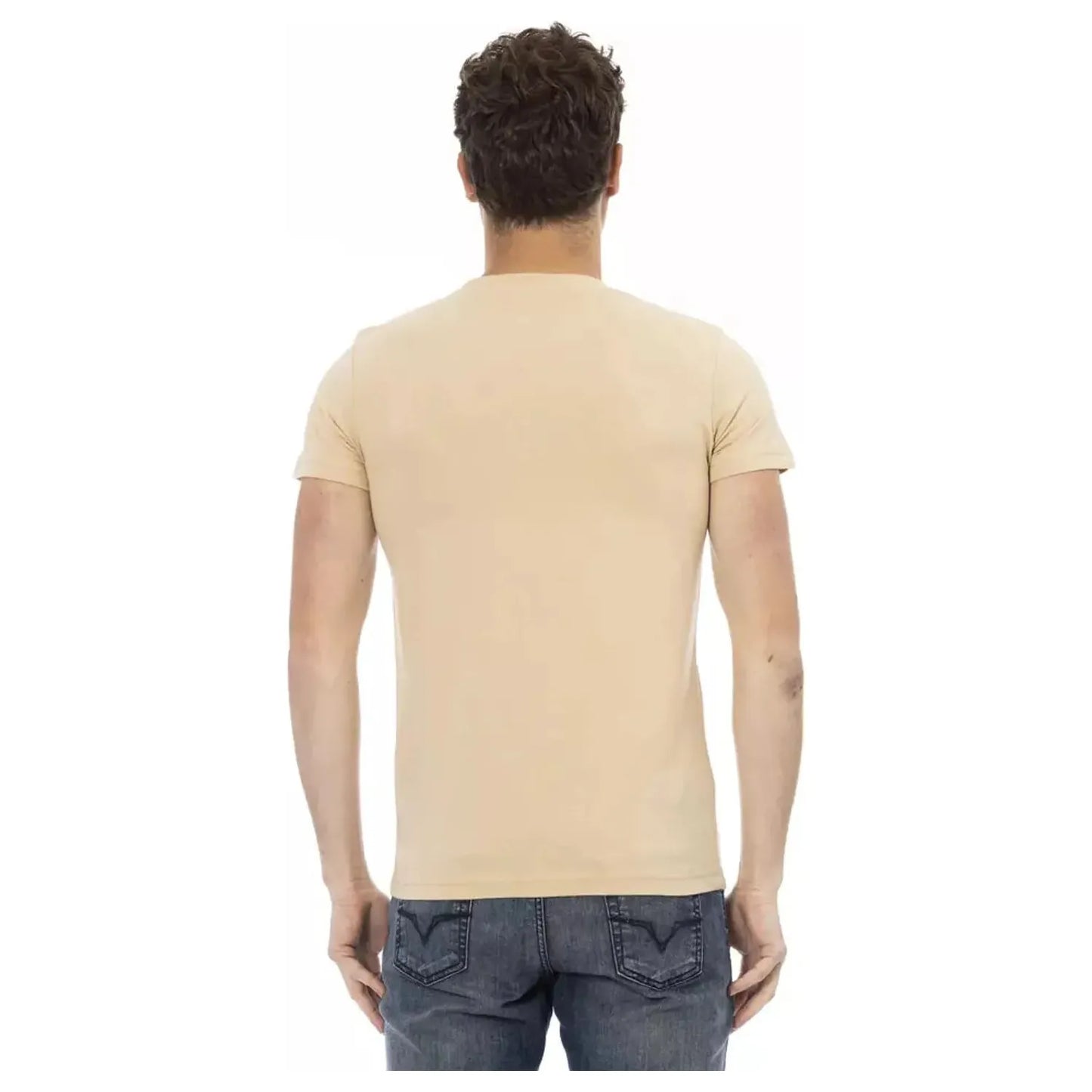 Trussardi Action Elegant Beige Round Neck Tee with Chic Print beige-cotton-t-shirt-2 product-22897-1677762922-17-63d94117-858.webp