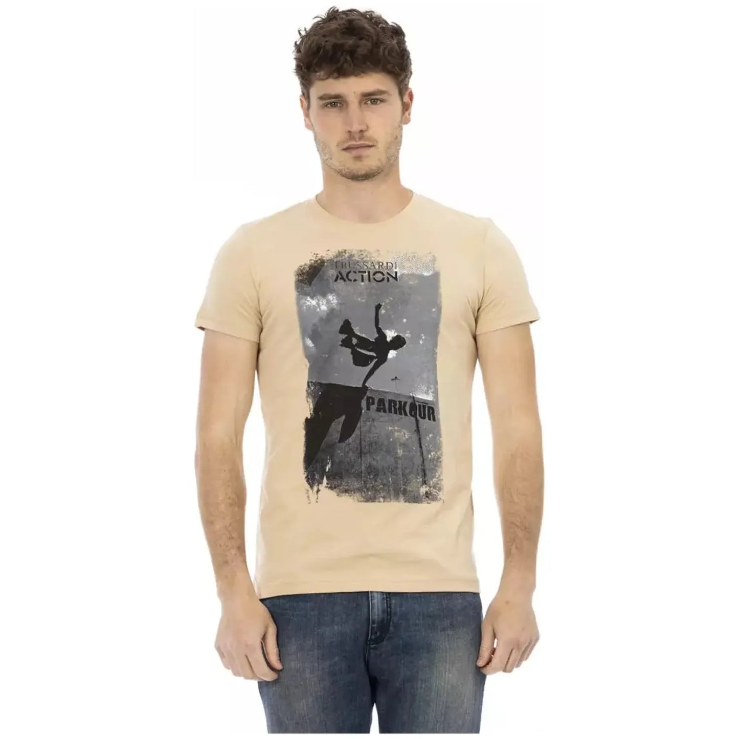 Trussardi Action Elegant Beige Round Neck Tee with Chic Print beige-cotton-t-shirt-2 product-22897-2029833384-25-13dd4110-6c2.webp