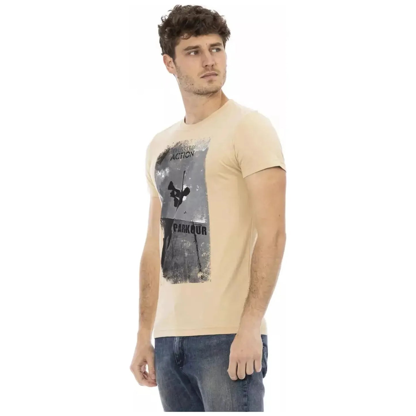 Trussardi Action Elegant Beige Round Neck Tee with Chic Print beige-cotton-t-shirt-2 product-22897-455416001-20-7945b403-fbf.webp