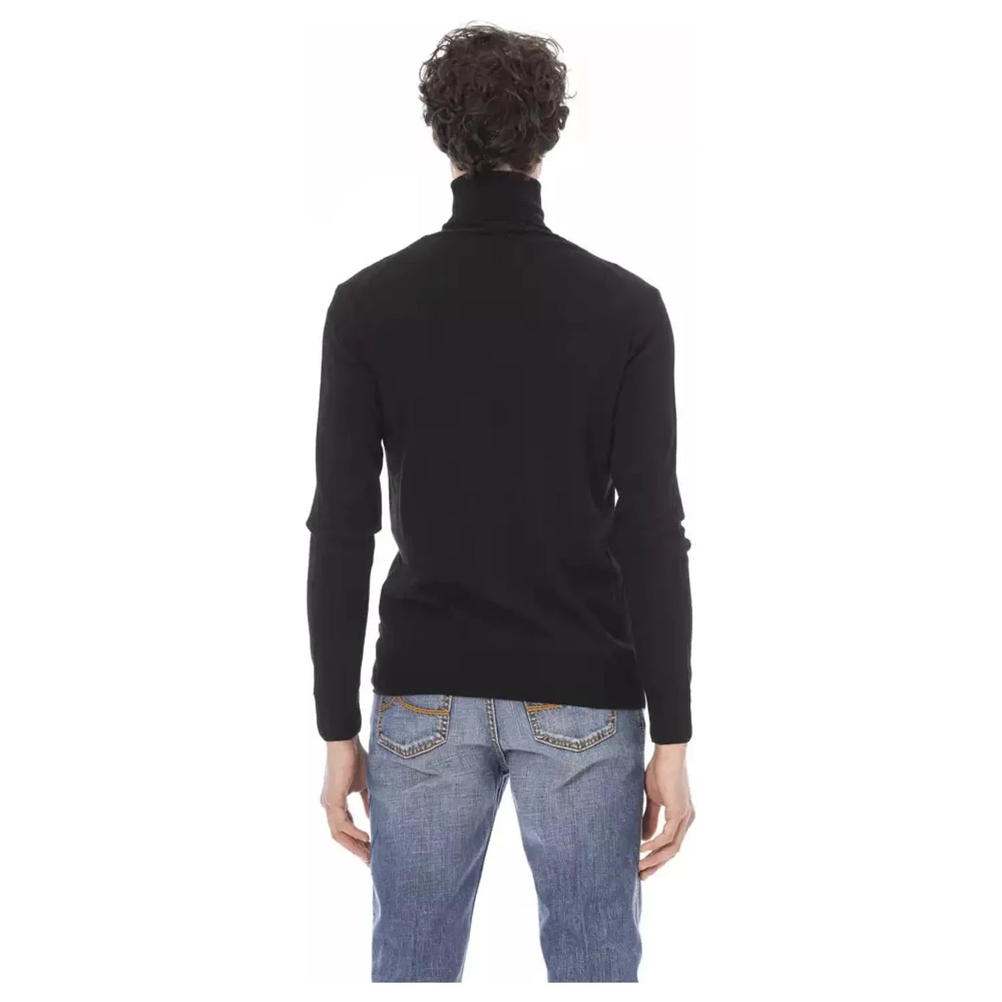 Baldinini Trend Elegant Turtleneck Sweater with Monogram Accent black-sweater-85