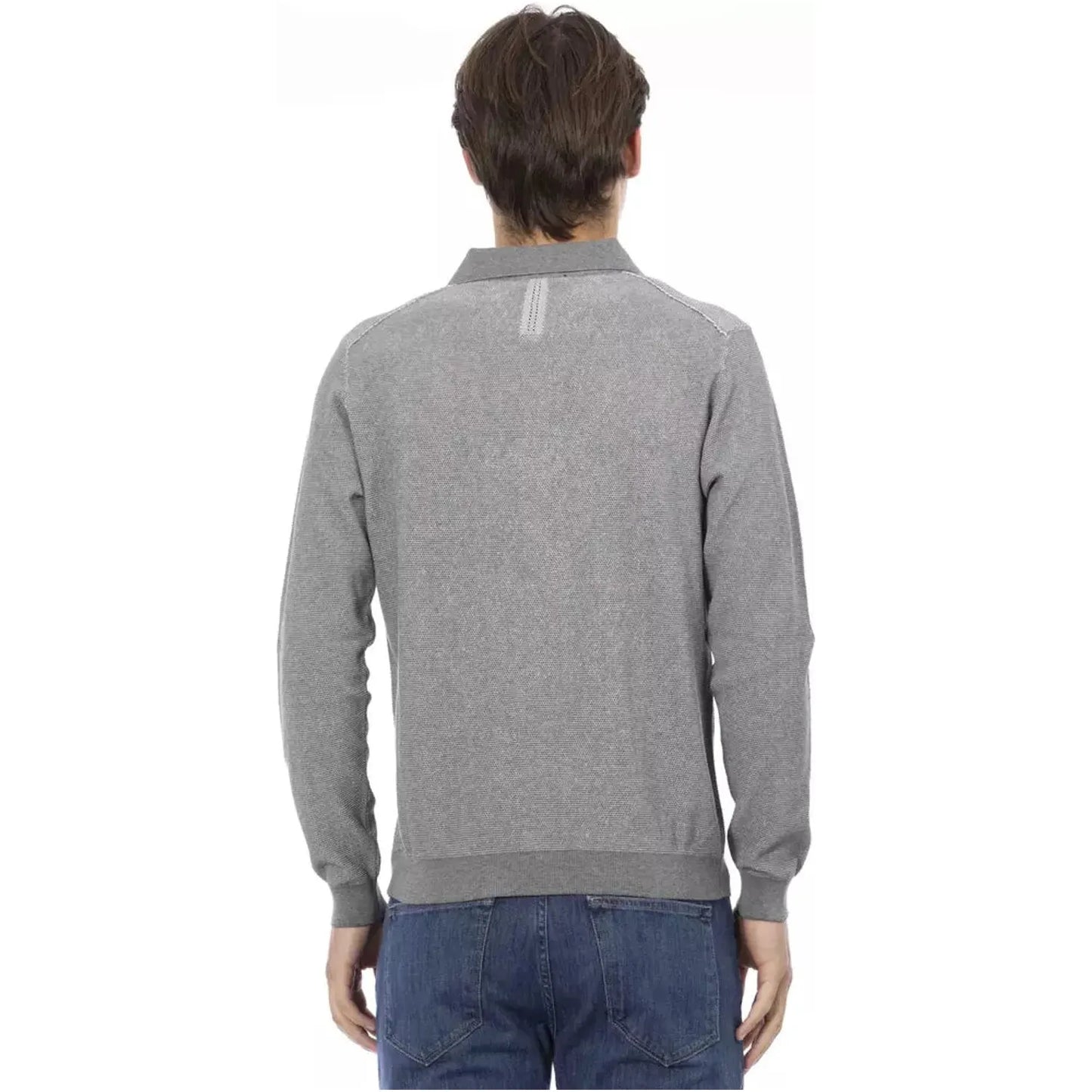Baldinini Trend Elegant Long Sleeved Cotton Shirt gray-cotton-shirt-1
