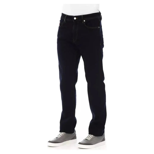 Baldinini Trend Chic Contrast Stitched Men's Designer Jeans blue-cotton-jeans-pant-156