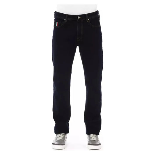 Baldinini Trend Chic Contrast Stitched Men's Designer Jeans blue-cotton-jeans-pant-156