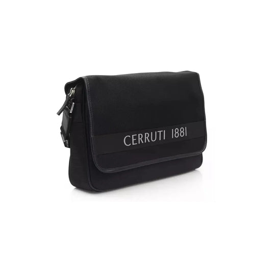 Cerruti 1881 Elegant Black Crossbody Logo Bag black-nylon-messenger-bag