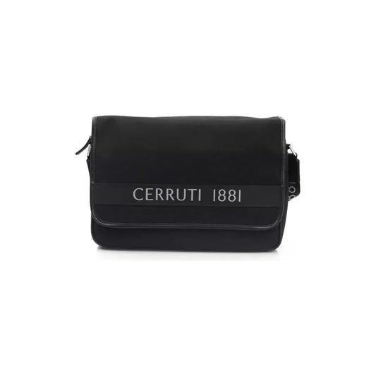Cerruti 1881 Elegant Black Crossbody Logo Bag black-nylon-messenger-bag