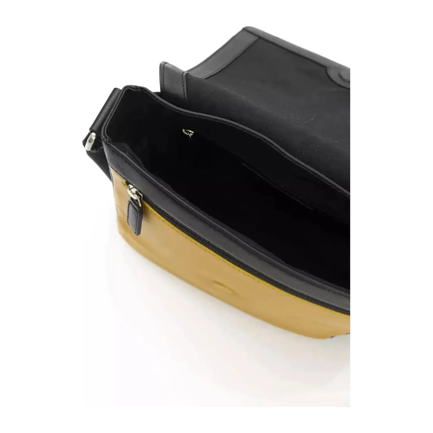 Cerruti 1881 Elegant Yellow Leather Crossbody Bag yellow-leather-messenger-bag