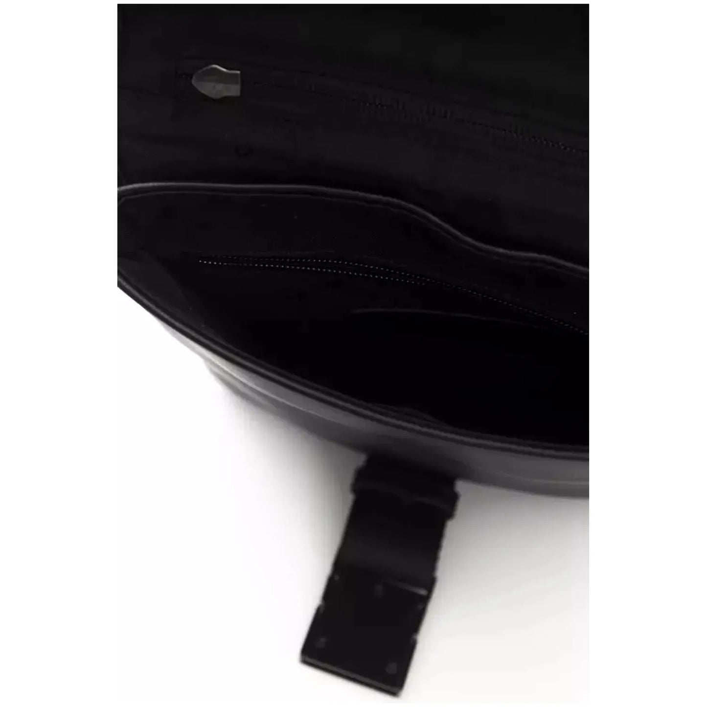Cerruti 1881 Elegant Black Messenger Bag with Metal Clasp black-polyurethane-messenger-bag