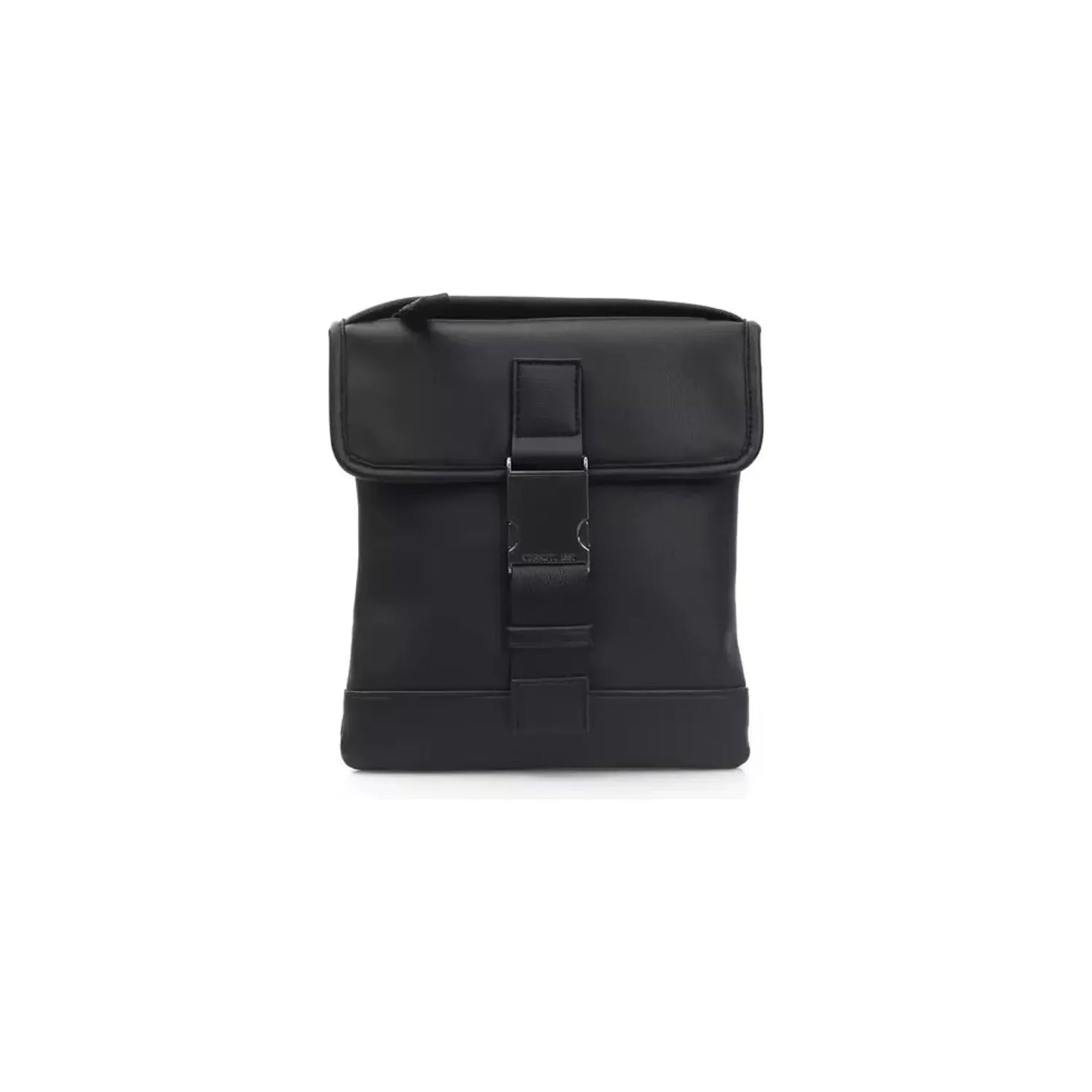 Cerruti 1881 Elegant Black Messenger Bag with Metal Clasp black-polyurethane-messenger-bag