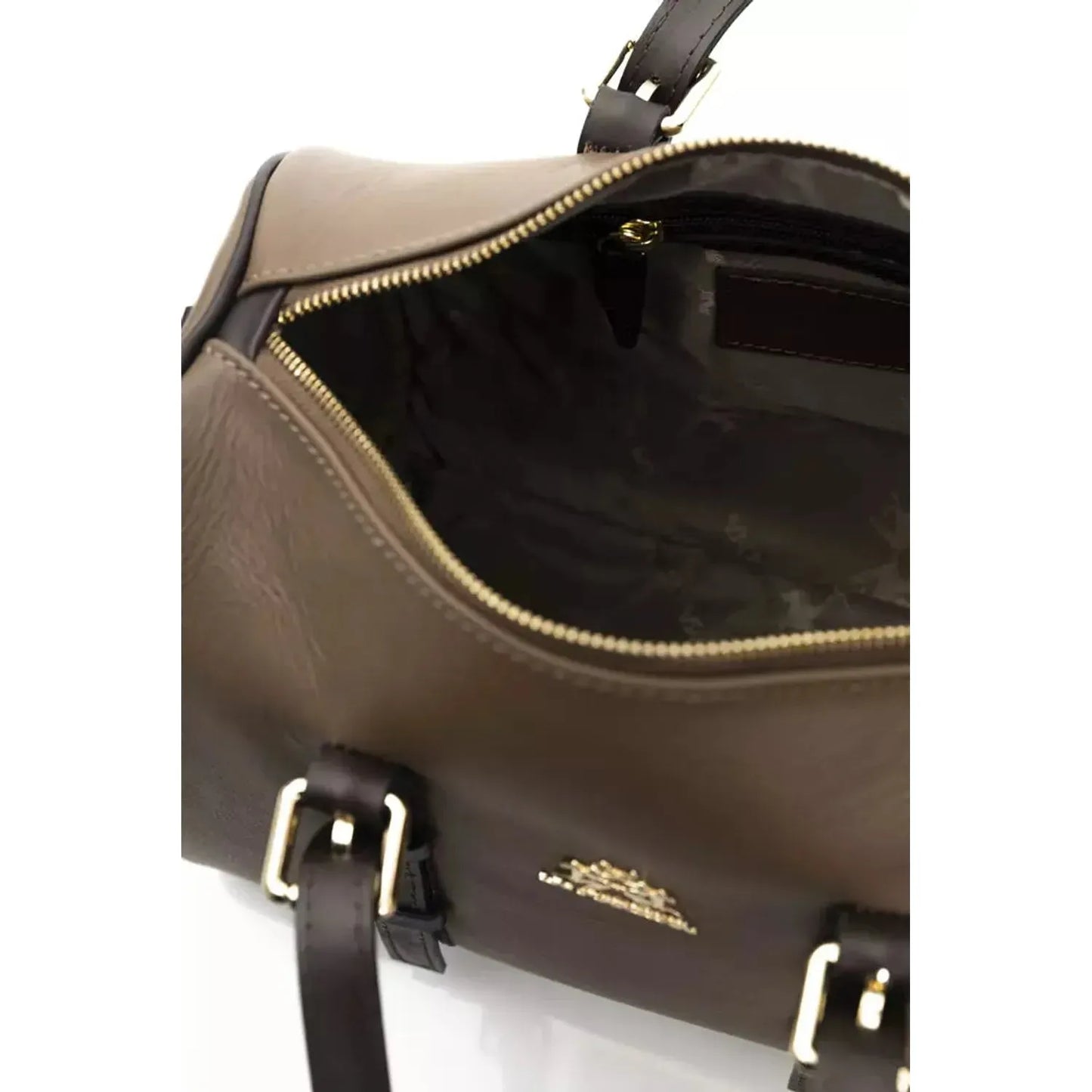 La Martina Elegant Calf Leather Crossbody Bag in Rich Brown brown-messenger-bag-1