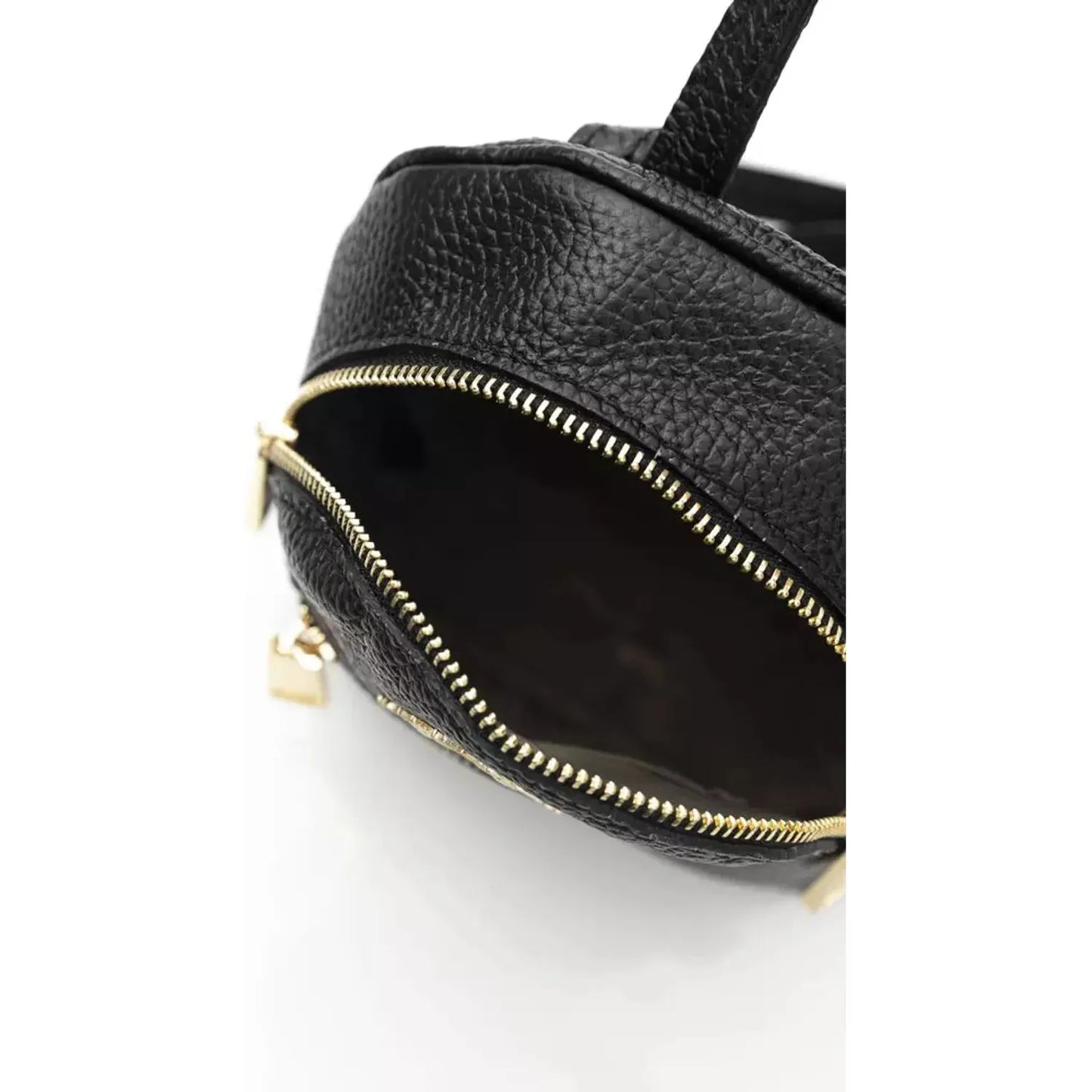 La Martina Elegant Leather Messenger Bag with Logo Detailing black-messenger-bag