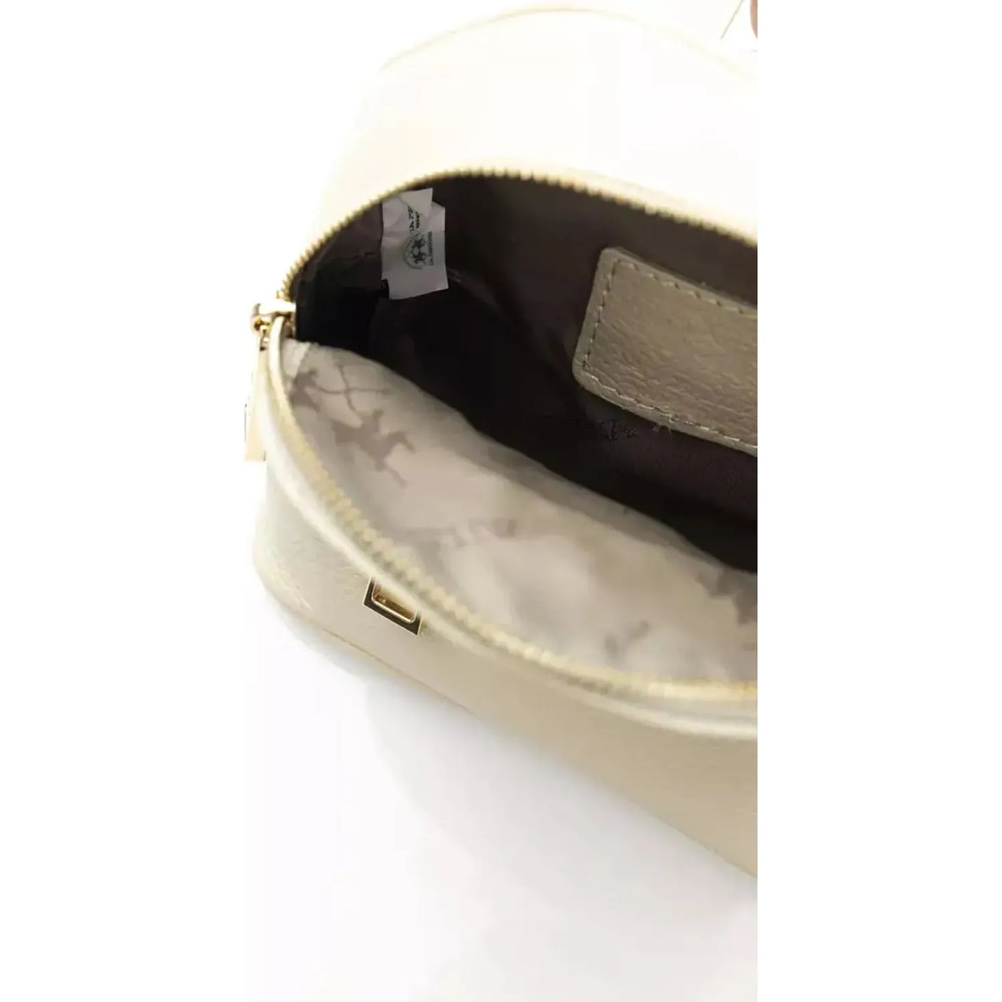 La Martina Timeless Leather Messenger Bag beige-messenger-bag