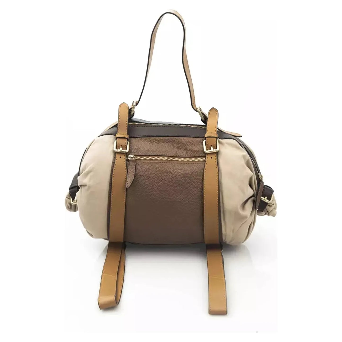 La Martina Elegant Beige Leather Backpack beige-backpack-2
