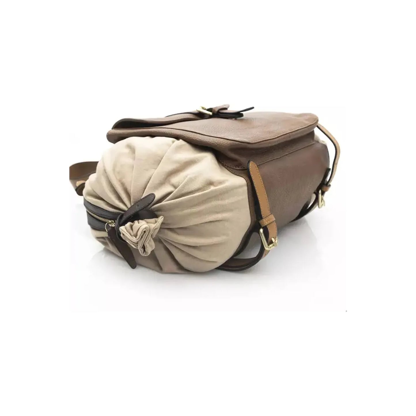 La Martina Elegant Beige Leather Backpack beige-backpack-2