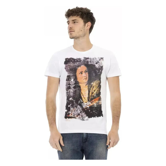 Trussardi Action Elegant White Casual Tee with Front Print white-cotton-t-shirt-115