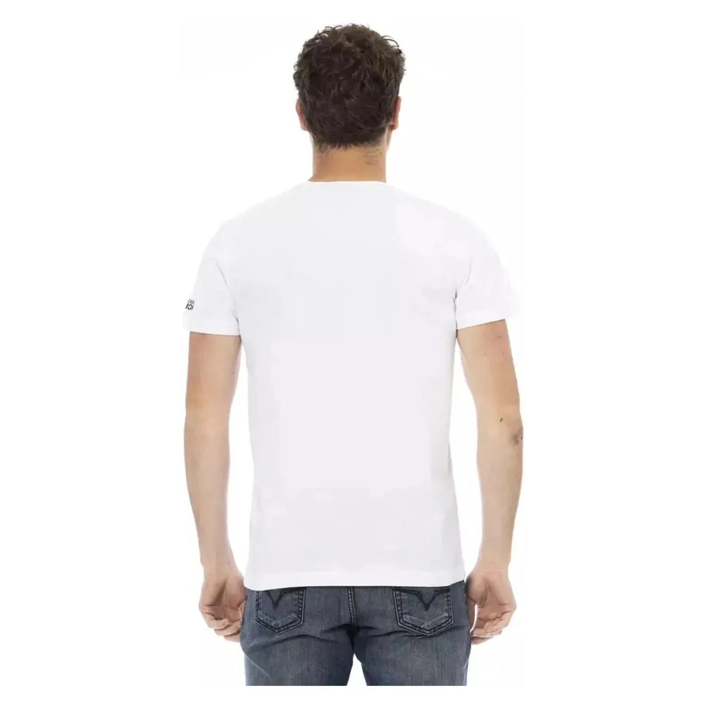 Trussardi Action Elegant White Casual Tee with Front Print white-cotton-t-shirt-115