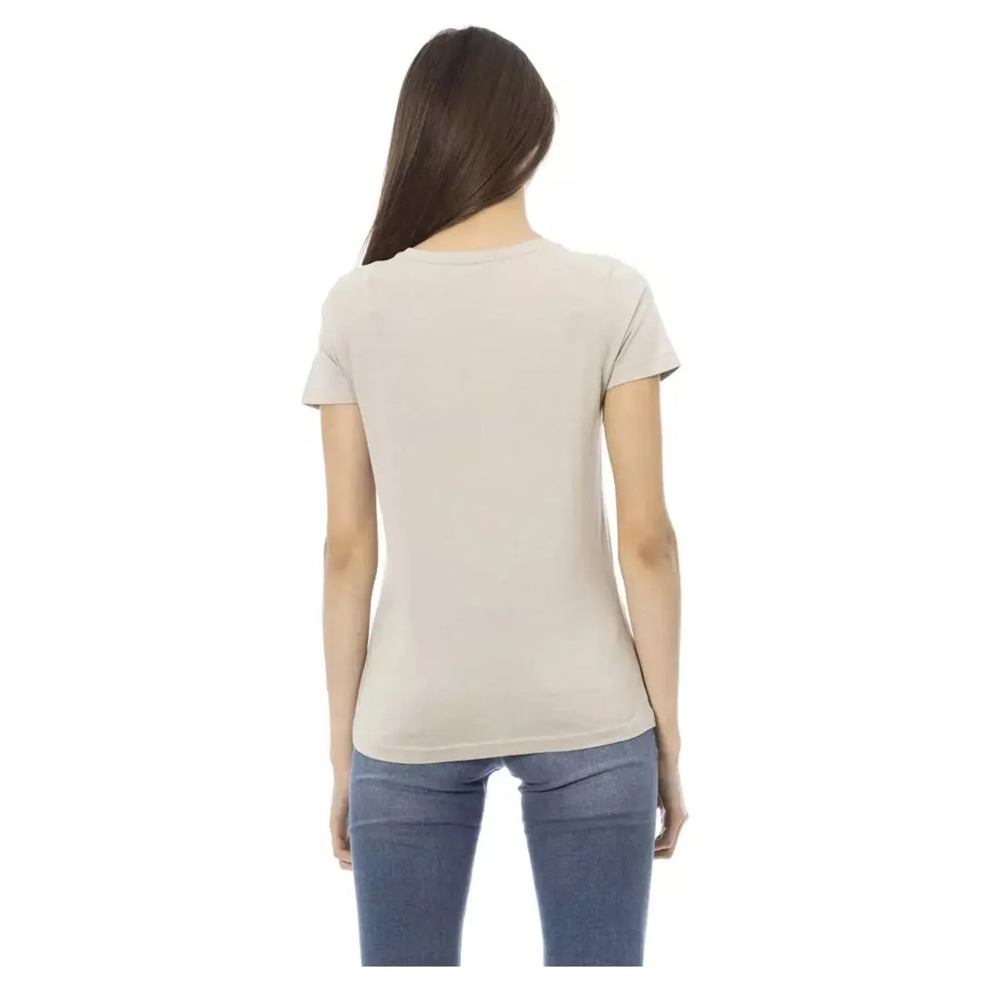 Trussardi Action Elegant Beige Short Sleeve Round Neck Tee beige-cotton-tops-t-shirt-13