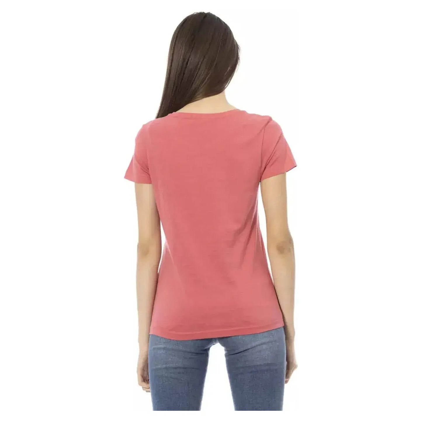 Trussardi Action Elegant Pink Short Sleeve Tee with Chic Print pink-cotton-tops-t-shirt-39