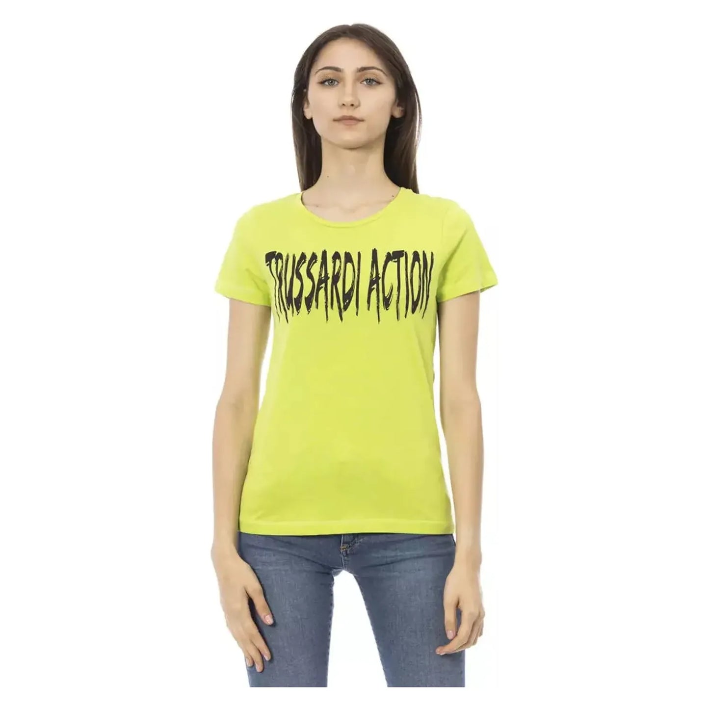 Trussardi Action Chic Olive Short Sleeve Designer Tee green-cotton-tops-t-shirt-17