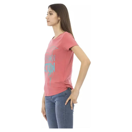 Trussardi Action Chic Pink Short Sleeve Round Neck Tee pink-cotton-tops-t-shirt-46