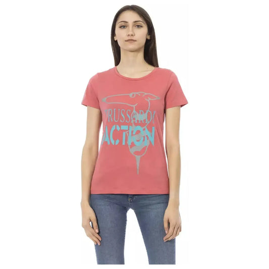 Trussardi Action Chic Pink Short Sleeve Round Neck Tee pink-cotton-tops-t-shirt-46