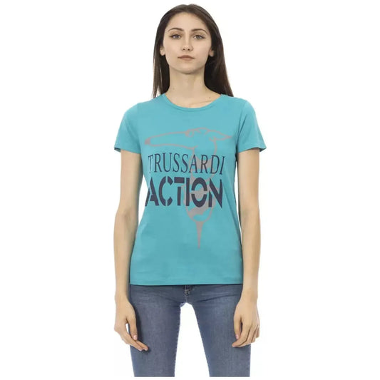 Trussardi Action Elegant Light Blue Short Sleeve Tee light-blue-cotton-tops-t-shirt-24