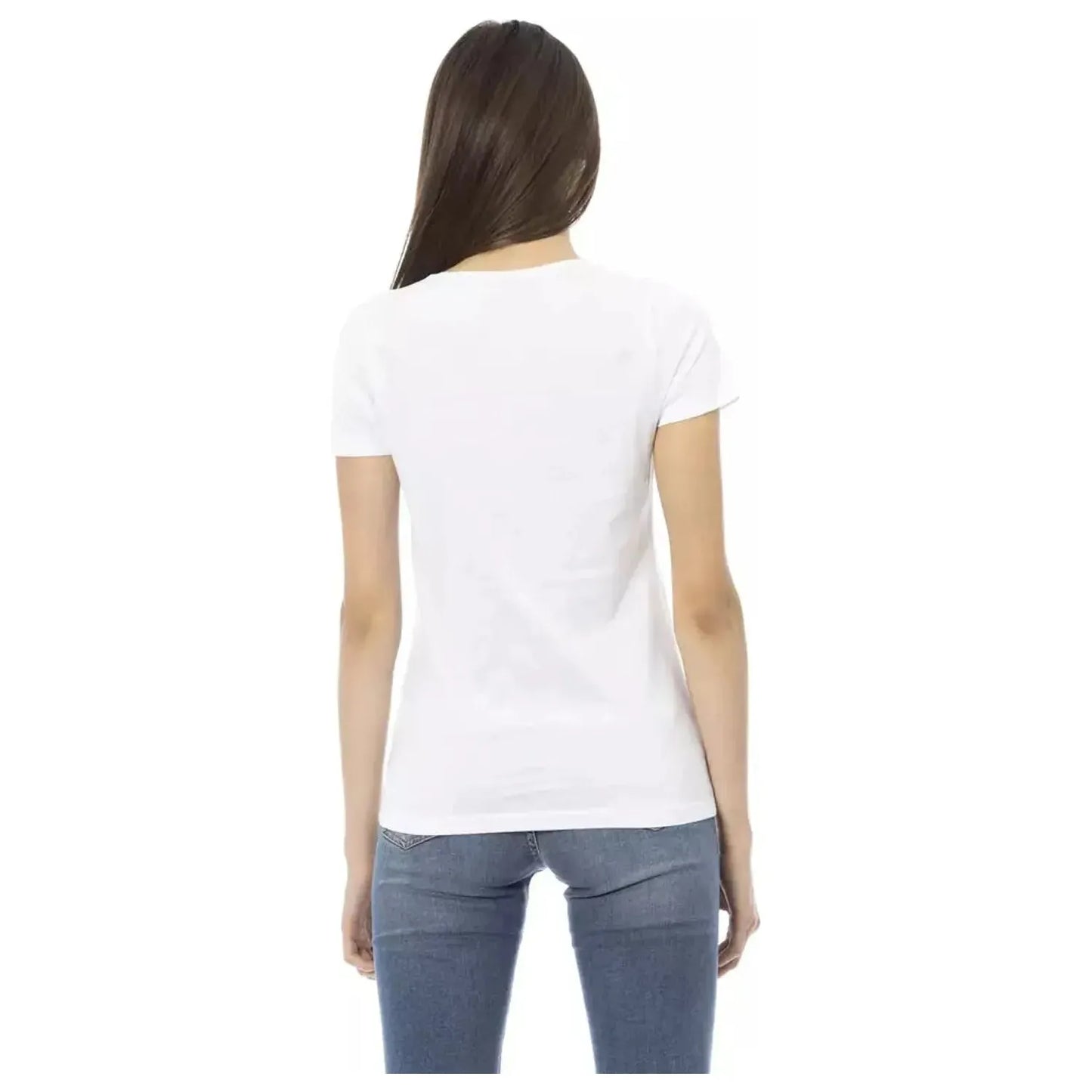 Trussardi Action Chic White Tee with Elegant Front Print white-cotton-tops-t-shirt-111