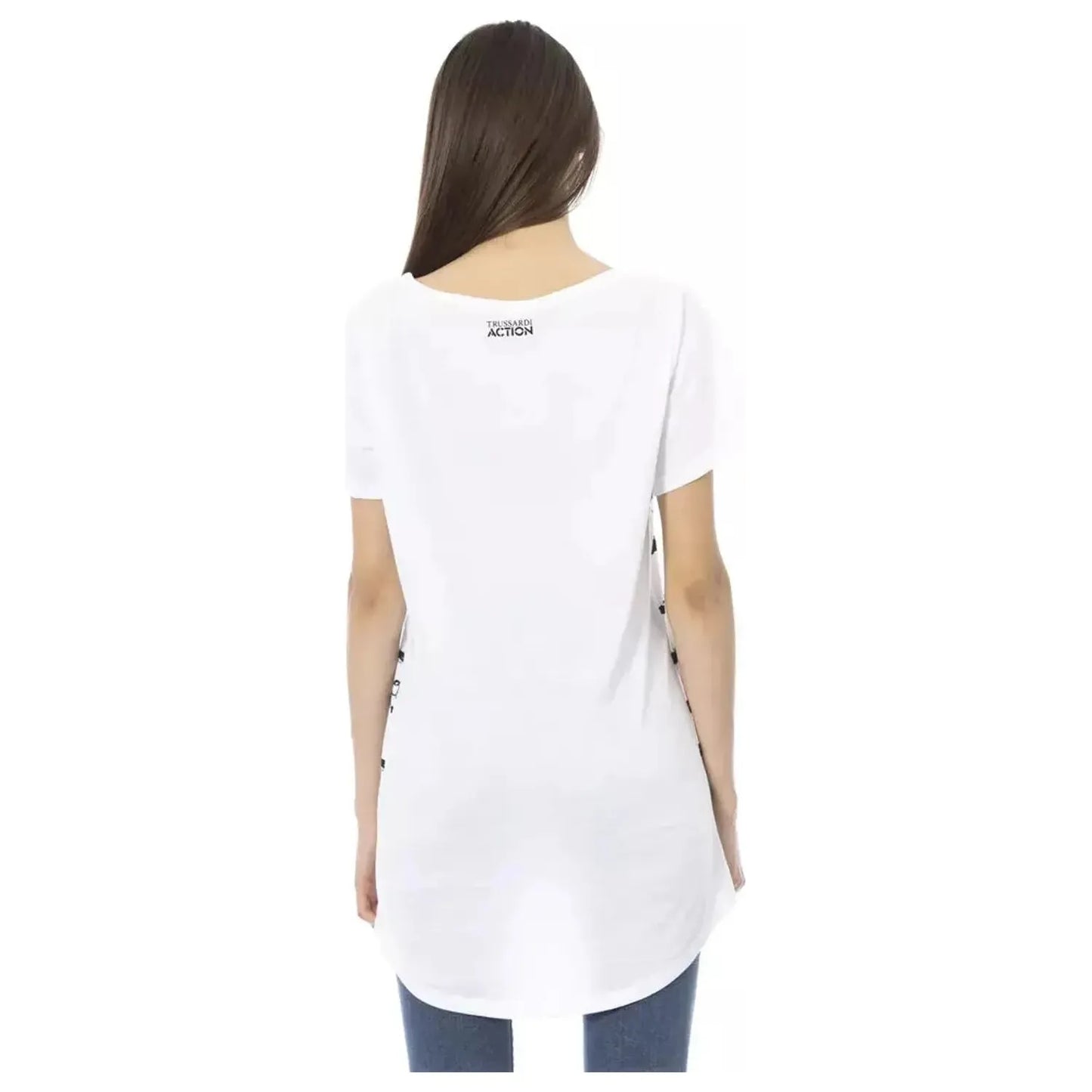 Trussardi Action Chic White Cotton Blend Tee white-cotton-tops-t-shirt-108