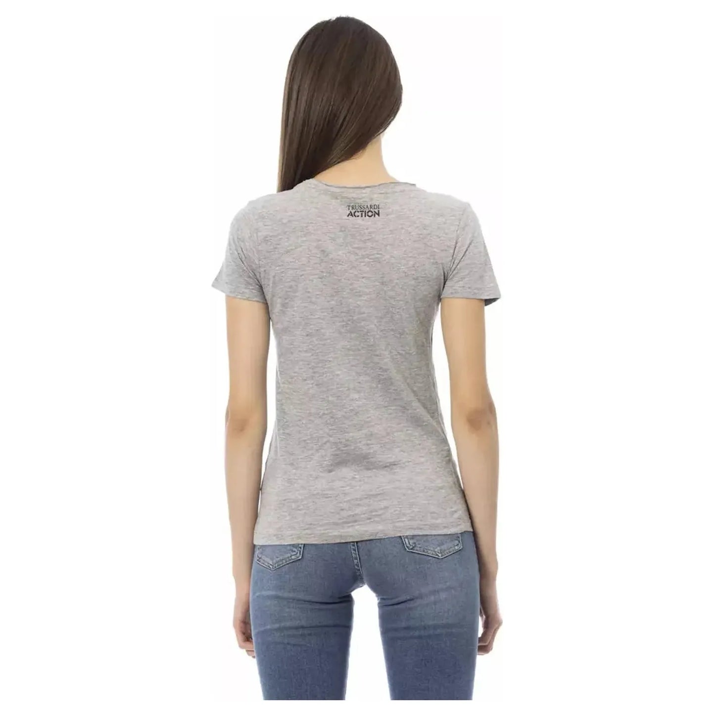 Trussardi Action Chic Gray Short Sleeve Round Neck T-Shirt gray-cotton-tops-t-shirt-18