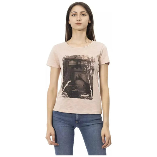 Trussardi Action Elegant Pink Short Sleeve Tee with Chic Print pink-cotton-tops-t-shirt-45