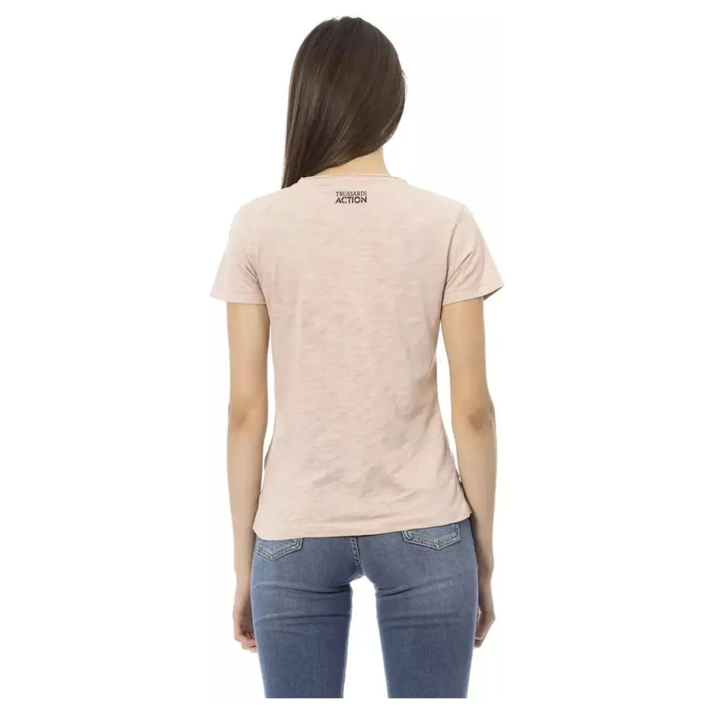 Trussardi Action Elegant Pink Short Sleeve Tee with Chic Print pink-cotton-tops-t-shirt-45