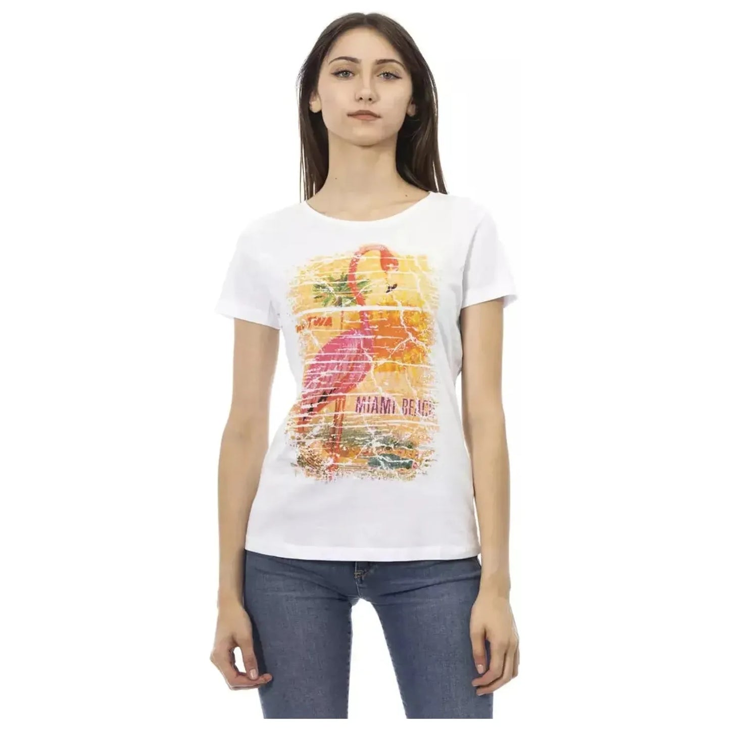 Trussardi Action Chic White Tee with Graphic Flair white-cotton-tops-t-shirt-104