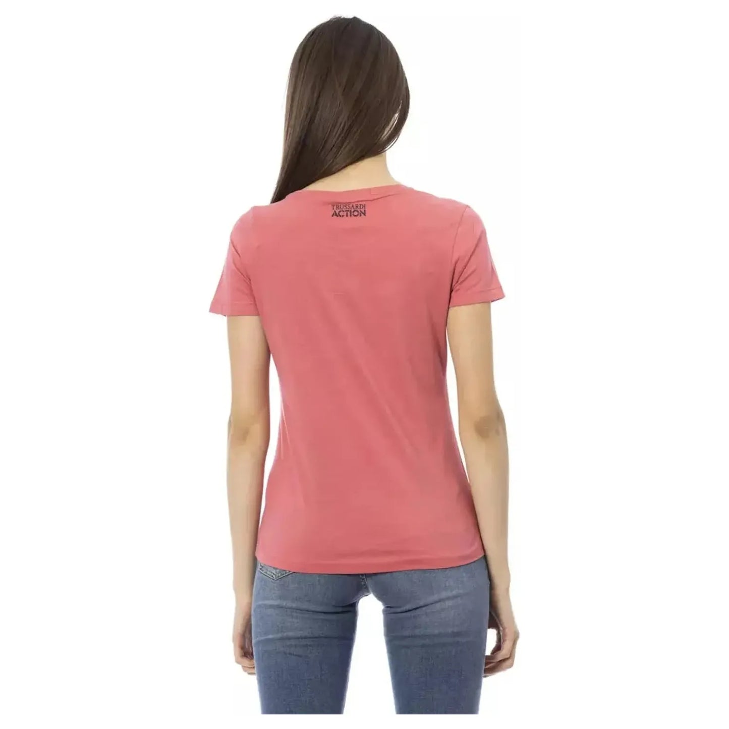 Trussardi Action Chic Pink Print Tee for Trendy Summer Looks pink-cotton-tops-t-shirt-44