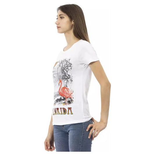 Trussardi Action Elegant White Short Sleeve Tee with Chic Print white-cotton-tops-t-shirt-102