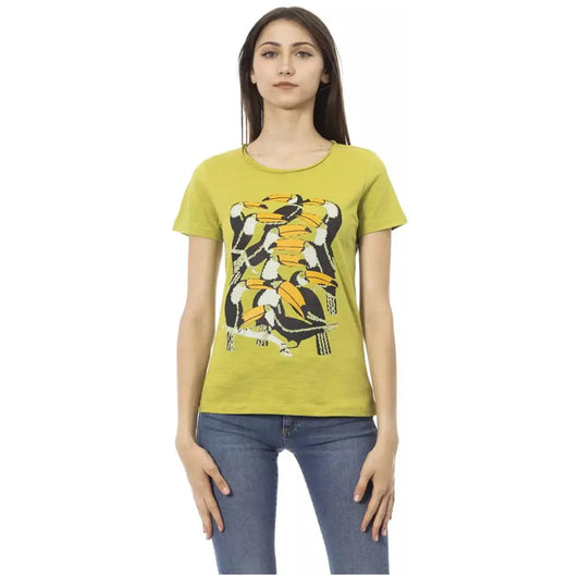 Trussardi Action Elegant Green Tee with Chic Front Print green-cotton-tops-t-shirt-13 product-23044-1699680718-27-b0881a70-415.webp