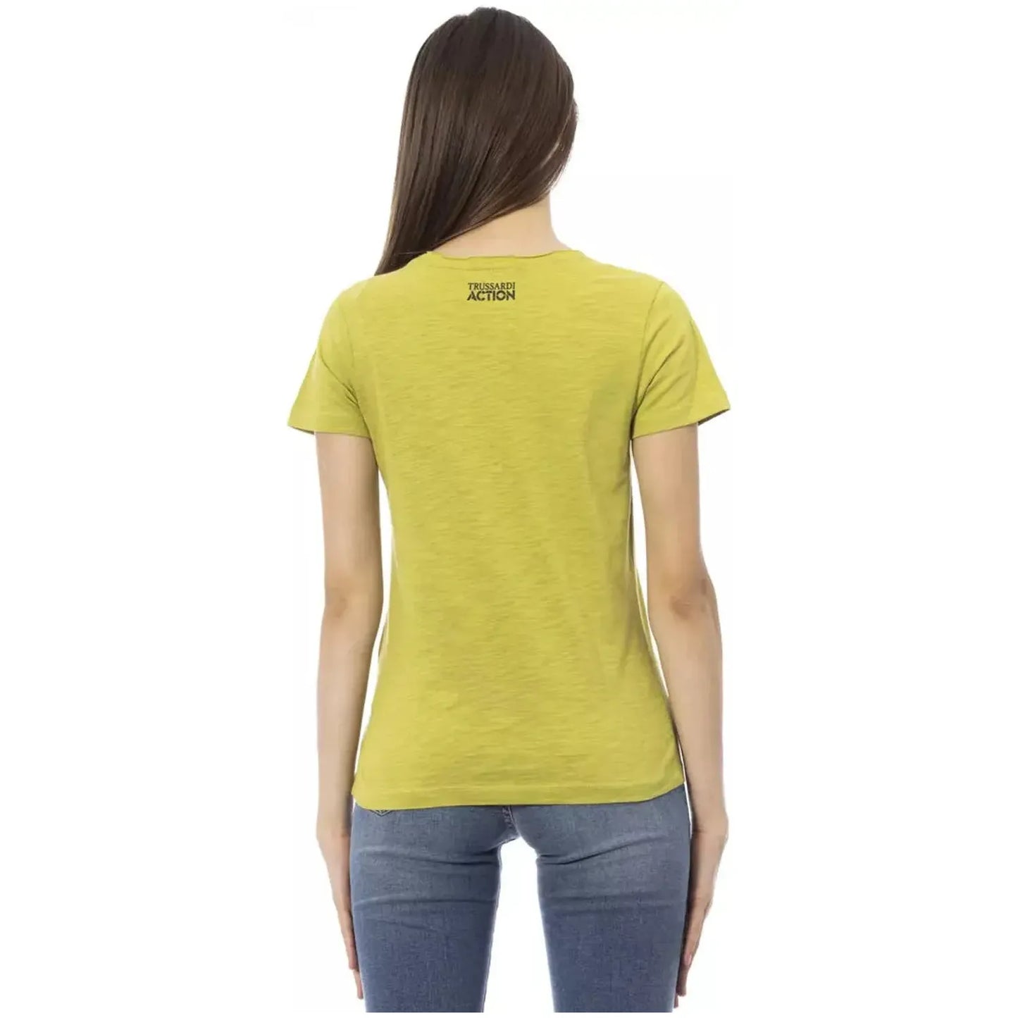 Trussardi Action Elegant Green Tee with Chic Front Print green-cotton-tops-t-shirt-13