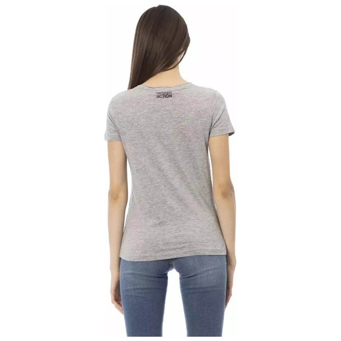 Trussardi Action Chic Gray Cotton Blend Round Neck Tee gray-cotton-tops-t-shirt-12