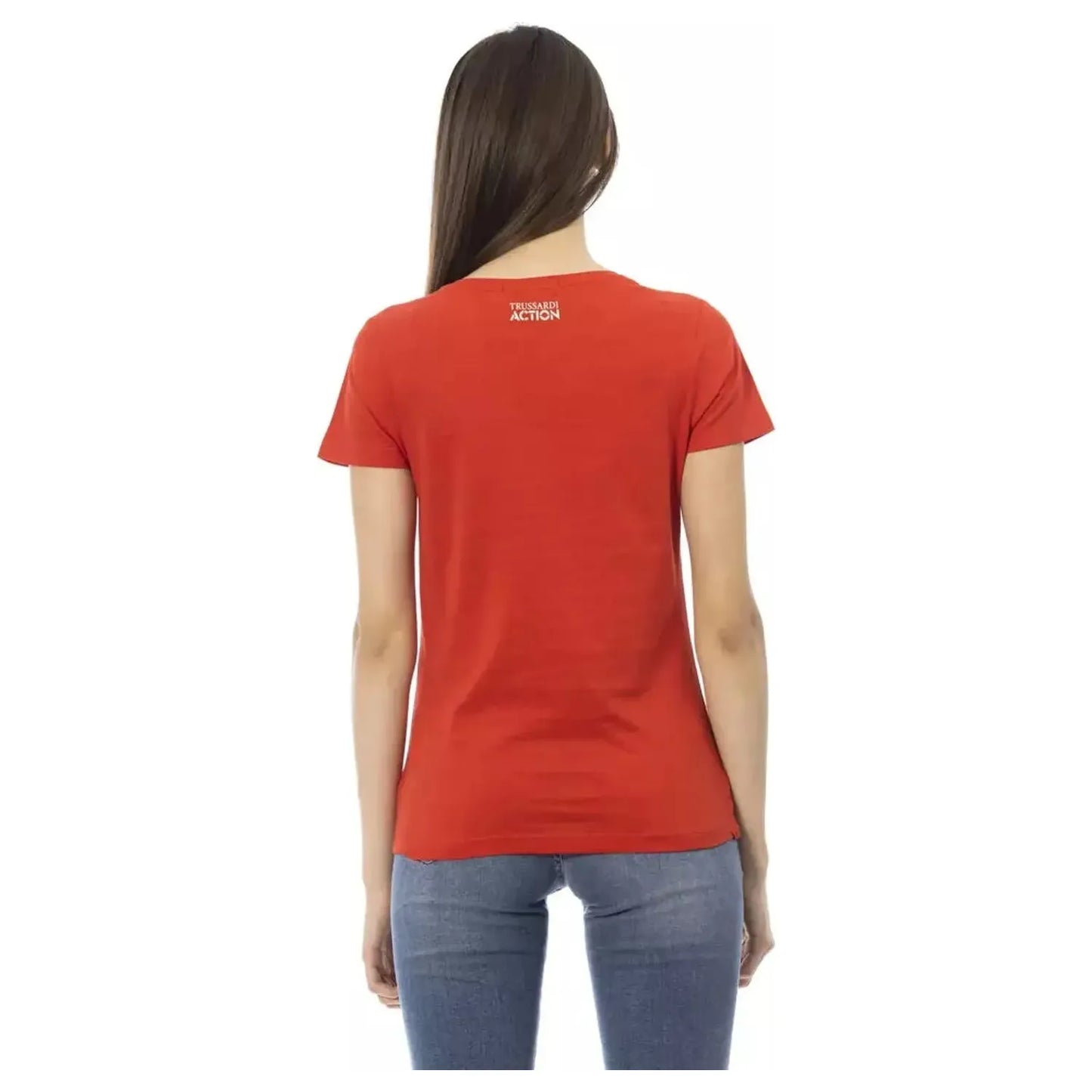 Trussardi Action Radiant Red Short Sleeve Round Neck Tee red-cotton-tops-t-shirt-1