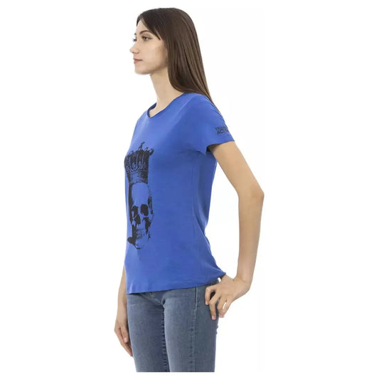 Trussardi Action Elegant Blue Short Sleeve Cotton Blend Tee blue-cotton-tops-t-shirt-12