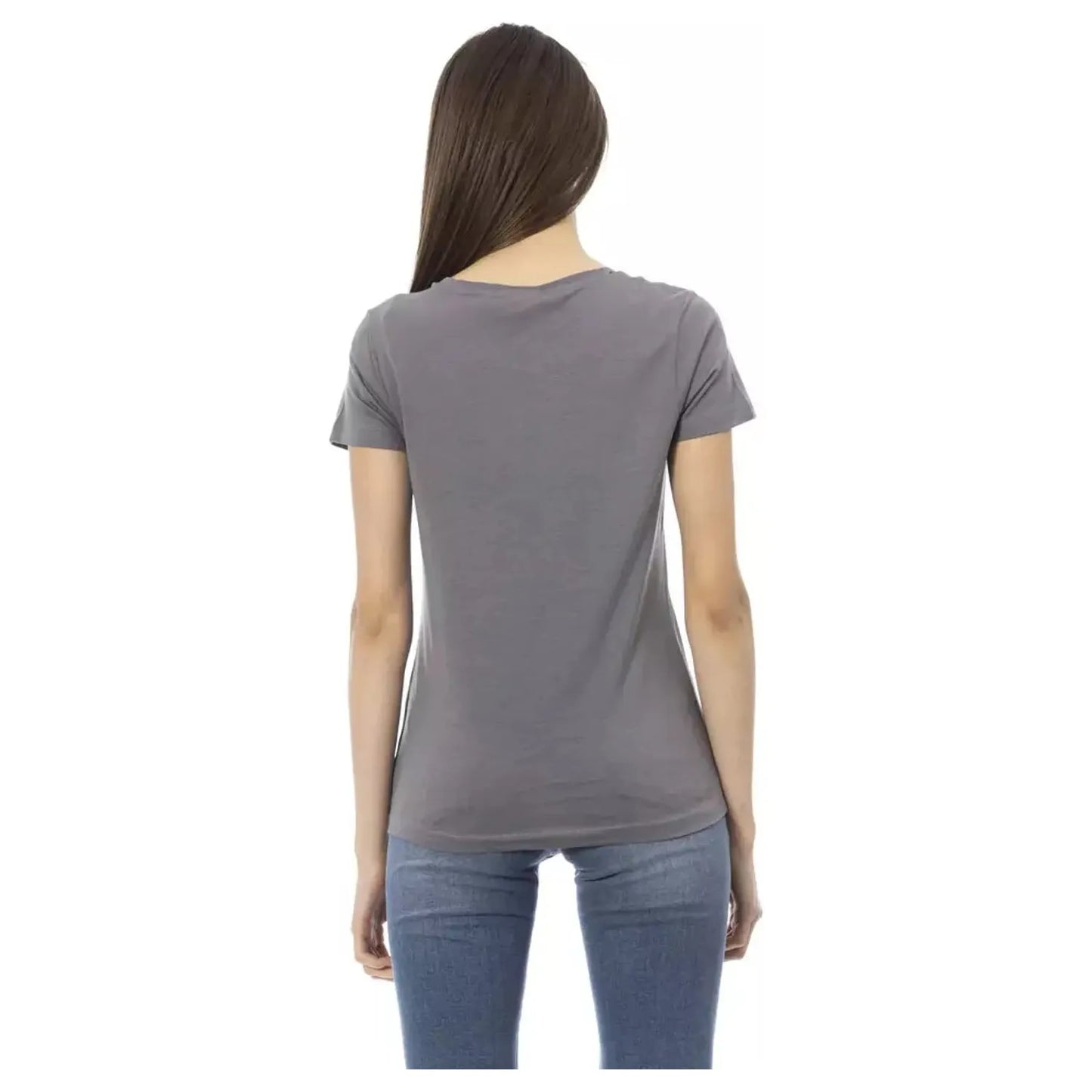 Trussardi Action Elegant Grey Short Sleeve Chic Tee gray-cotton-tops-t-shirt-14