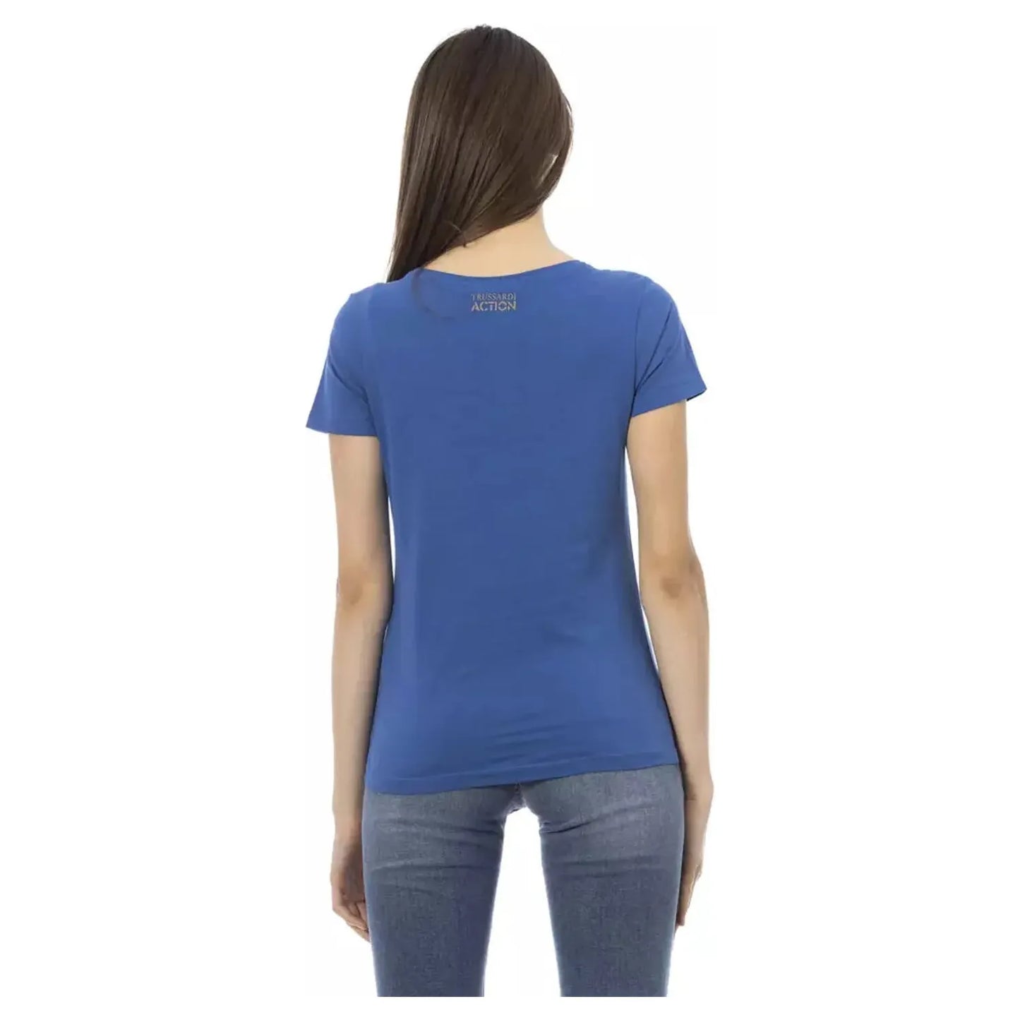 Trussardi Action Elegant Short Sleeve Blue Tee blue-cotton-tops-t-shirt-10