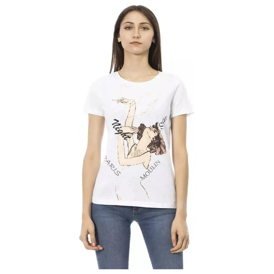 Trussardi Action Elegant White Tee with Chic Front Print white-cotton-tops-t-shirt-91
