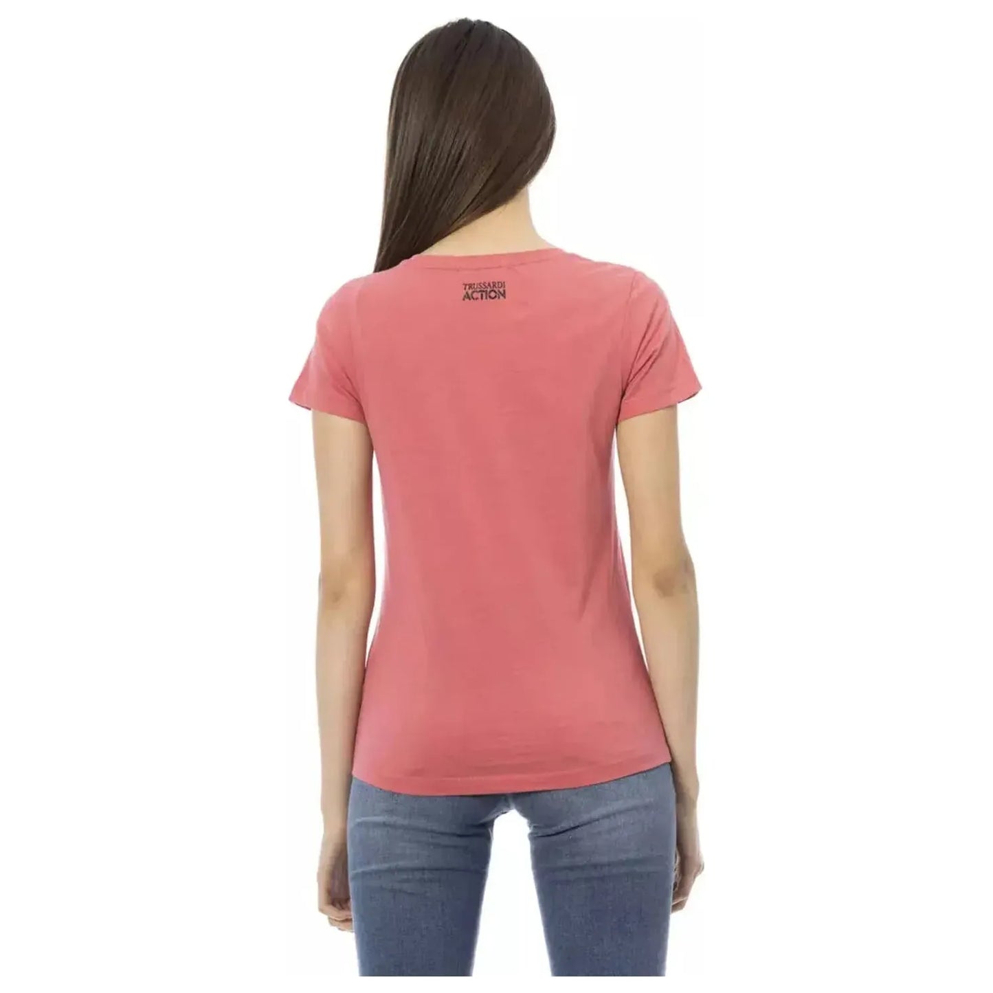 Trussardi Action Chic Pink Short Sleeve Cotton Blend Tee pink-cotton-tops-t-shirt-35