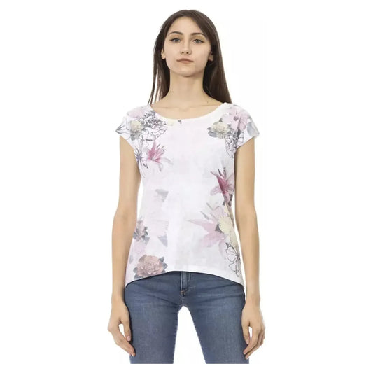 Trussardi Action Chic White Cotton-Blend Tee with Bold Print white-cotton-tops-t-shirt-90