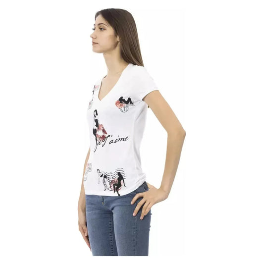 Trussardi Action Chic V-Neck Tee with Graphic Elegance white-cotton-tops-t-shirt-88