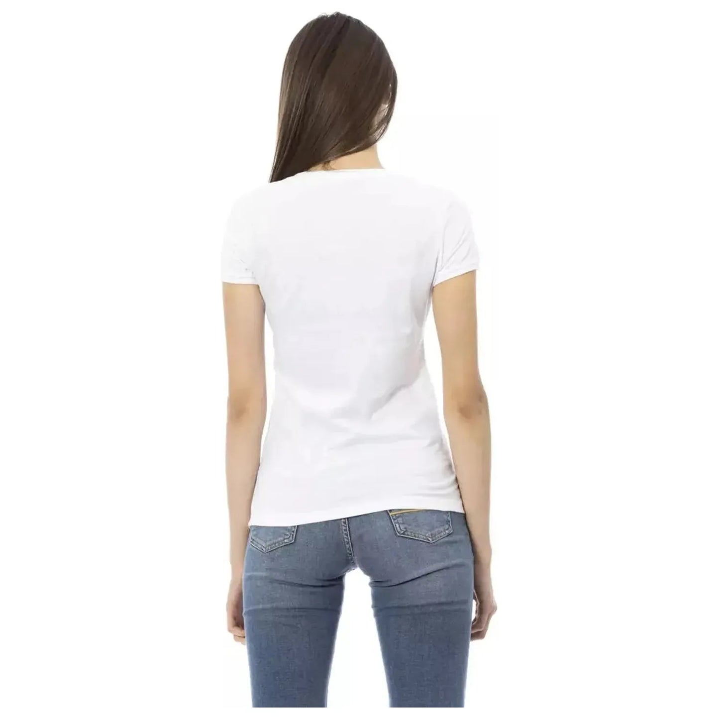 Trussardi Action Chic V-Neck Tee with Graphic Elegance white-cotton-tops-t-shirt-88